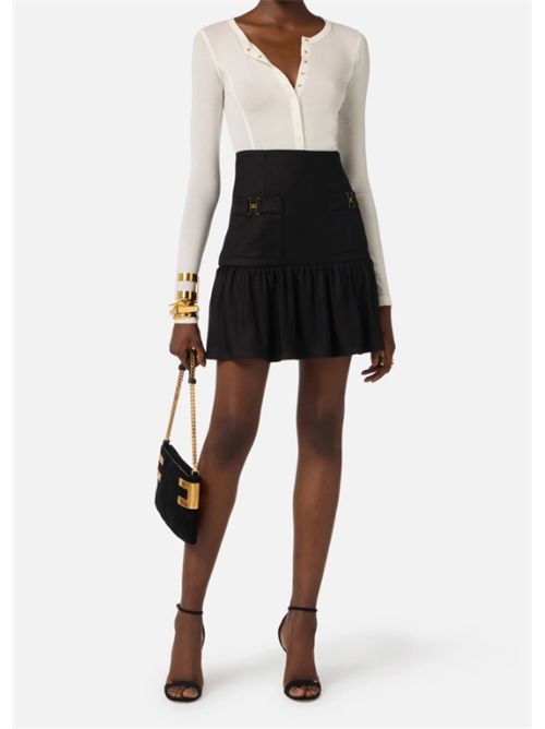 GONNA IN MISTO LINO ELISABETTA FRANCHI | GO18662E2110 nero